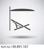 Sea beach recliner with umbrella icon on gray background with round shadow. Vector illustration.. Sea beach recliner with umbrella icon. Стоковая иллюстрация, агентство Ingram Publishing / Фотобанк Лори