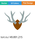Flat design icon of deer’s antlers  in ui colors. Vector illustration. Стоковая иллюстрация, агентство Ingram Publishing / Фотобанк Лори
