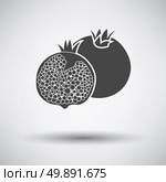 Pomegranate icon on gray background with round shadow. Vector illustration. Стоковая иллюстрация, агентство Ingram Publishing / Фотобанк Лори