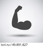 Bicep icon on gray background with round shadow. Vector illustration. Стоковая иллюстрация, агентство Ingram Publishing / Фотобанк Лори