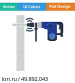Flat design icon of perforator drilling wall in ui colors. Vector illustration. Стоковая иллюстрация, агентство Ingram Publishing / Фотобанк Лори
