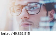 Male software developer working with code overlay, close-up background. Стоковое AI-видео, аниматор Анастасия Золотницкая / Фотобанк Лори