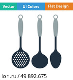 Ladle set icon. Flat design. Vector illustration. Стоковая иллюстрация, агентство Ingram Publishing / Фотобанк Лори