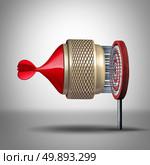 Smart solution tool for foolproof success and increased odds for achieving your goals in business and life as a dart with a huge  number of needles covering the target bullseye as a clever thinking metaphor with 3D illustration elements. Стоковое фото, агентство Ingram Publishing / Фотобанк Лори