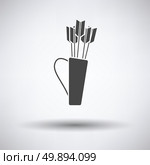 Quiver with arrows icon on gray background, round shadow. Vector illustration. Стоковая иллюстрация, агентство Ingram Publishing / Фотобанк Лори