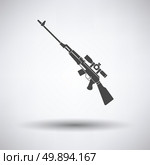 Sniper rifle icon on gray background, round shadow. Vector illustration. Стоковая иллюстрация, агентство Ingram Publishing / Фотобанк Лори