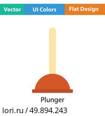 Plunger icon. Flat color design. Vector illustration. Стоковая иллюстрация, агентство Ingram Publishing / Фотобанк Лори