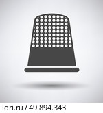 Tailor thimble icon on gray background, round shadow. Vector illustration. Стоковая иллюстрация, агентство Ingram Publishing / Фотобанк Лори