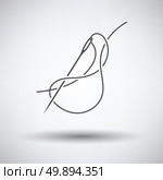Sewing needle with thread icon on gray background, round shadow. Vector illustration. Стоковая иллюстрация, агентство Ingram Publishing / Фотобанк Лори