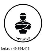 Night club security icon. Thin circle design. Vector illustration. Стоковая иллюстрация, агентство Ingram Publishing / Фотобанк Лори