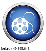 Movie reel icon. Glossy button design. Vector illustration. Стоковая иллюстрация, агентство Ingram Publishing / Фотобанк Лори