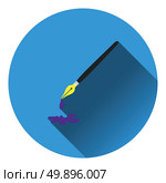 Fountain pen with blot icon. Flat color design. Vector illustration. Стоковая иллюстрация, агентство Ingram Publishing / Фотобанк Лори