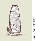 Windsurfing sketch set. Vector EPS 10 illustration without transparency and meshes. Стоковая иллюстрация, агентство Ingram Publishing / Фотобанк Лори