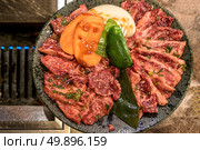 Vareity Set of beef and pork for grilled Yakiniku - Japanese Food. Стоковое фото, агентство Ingram Publishing / Фотобанк Лори