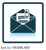 Mail with attachment icon. Shadow reflection design. Vector illustration. Стоковая иллюстрация, агентство Ingram Publishing / Фотобанк Лори