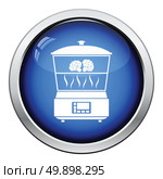 Kitchen steam cooker icon. Glossy button design. Vector illustration. Стоковая иллюстрация, агентство Ingram Publishing / Фотобанк Лори