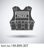 Police vest icon on gray background with round shadow. Vector illustration. Стоковая иллюстрация, агентство Ingram Publishing / Фотобанк Лори