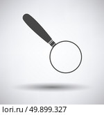 Magnifying glass icon on gray background with round shadow. Vector illustration. Стоковая иллюстрация, агентство Ingram Publishing / Фотобанк Лори