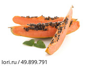 Fresh and tasty papaya on white background. Стоковое фото, агентство Ingram Publishing / Фотобанк Лори