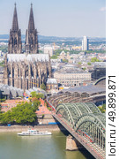 Cologne Cathedral aerial view, Cologne, Germany. Стоковое фото, агентство Ingram Publishing / Фотобанк Лори