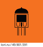 Electronic vacuum tube icon. Orange background with black. Vector illustration. Стоковая иллюстрация, агентство Ingram Publishing / Фотобанк Лори