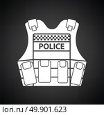 Police vest icon. Black background with white. Vector illustration. Стоковая иллюстрация, агентство Ingram Publishing / Фотобанк Лори