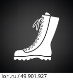 Hiking boot icon. Black background with white. Vector illustration. Стоковая иллюстрация, агентство Ingram Publishing / Фотобанк Лори
