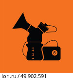 Electric breast pump icon. Orange background with black. Vector illustration. Стоковая иллюстрация, агентство Ingram Publishing / Фотобанк Лори