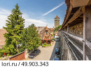 Beautiful view of the historic town of Rothenburg ob der Tauber, Franconia, Bavaria, Germany. Стоковое фото, агентство Ingram Publishing / Фотобанк Лори