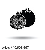Pomegranate icon. White background with shadow design. Vector illustration. Стоковая иллюстрация, агентство Ingram Publishing / Фотобанк Лори