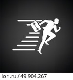 Accelerating businessman icon. Black background with white. Vector illustration. Стоковая иллюстрация, агентство Ingram Publishing / Фотобанк Лори