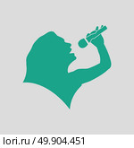 Karaoke womans silhouette icon. Gray background with green. Vector illustration. Стоковая иллюстрация, агентство Ingram Publishing / Фотобанк Лори