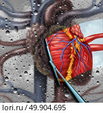 Human heart disease therapy as a cardiac health and cardiovascular medical concept with a wiper wiping clean and removing a sick blurry organ as a cure and treatment symbol for cardiologist or surgeon with 3D illustration elements. Стоковое фото, агентство Ingram Publishing / Фотобанк Лори