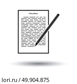 Sheet with text and pencil icon. White background with shadow design. Vector illustration. Стоковая иллюстрация, агентство Ingram Publishing / Фотобанк Лори