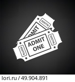 Cinema tickets icon. Black background with white. Vector illustration. Стоковая иллюстрация, агентство Ingram Publishing / Фотобанк Лори