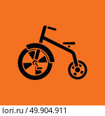 Baby trike ico. Orange background with black. Vector illustration. Стоковая иллюстрация, агентство Ingram Publishing / Фотобанк Лори