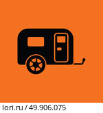 Camping family caravan car  icon. Orange background with black. Vector illustration. Стоковая иллюстрация, агентство Ingram Publishing / Фотобанк Лори