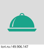 Restaurant  cloche icon. Gray background with green. Vector illustration. Стоковая иллюстрация, агентство Ingram Publishing / Фотобанк Лори