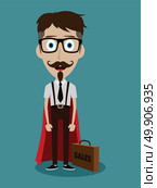 Young businessman in flat style superhero. Young businessman in flat style cartoon superhero with briefcase. Стоковая иллюстрация, агентство Ingram Publishing / Фотобанк Лори