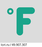 Fahrenheit degree icon. Gray background with green. Vector illustration. Стоковая иллюстрация, агентство Ingram Publishing / Фотобанк Лори
