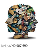 Home buying and house loan strategy or owning a family residence as groups of keys and dwellings shaped as human heads as a real estate agent or mortgage idea as a 3D illustration on white. Стоковое фото, агентство Ingram Publishing / Фотобанк Лори