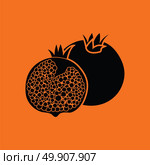 Pomegranate icon. Orange background with black. Vector illustration. Стоковая иллюстрация, агентство Ingram Publishing / Фотобанк Лори