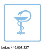 Medicine sign with snake and glass icon. Blue frame design. Vector illustration. Стоковая иллюстрация, агентство Ingram Publishing / Фотобанк Лори