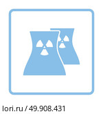 Nuclear station icon. Blue frame design. Vector illustration. Стоковая иллюстрация, агентство Ingram Publishing / Фотобанк Лори