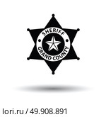 Sheriff badge icon. White background with shadow design. Vector illustration. Стоковая иллюстрация, агентство Ingram Publishing / Фотобанк Лори