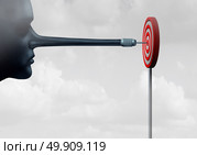 Cheating and cheater concept as a dishonest person with a long liar nose shaped as a dart hitting a target as a business metaphor for improper and unethical means of achieving a goal with 3D illustration elements. Стоковое фото, агентство Ingram Publishing / Фотобанк Лори