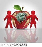 Sex disease and relationship decay as a psychological concept of divorce and separation of a couple in trouble as a decaying rotten apple with a man and woman cut out as a metaphor for sexual illness in a 3D illustration style. Стоковое фото, агентство Ingram Publishing / Фотобанк Лори