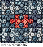 Time group solution and solving network schedule management as clock objects shaped as jigsaw pieces connected together with a central core red piece as a business and corporate symbol as a 3D illustration. Стоковое фото, агентство Ingram Publishing / Фотобанк Лори