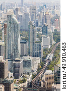 Aerial view of Bangkok cityscape skyline downtown Thailand. Стоковое фото, агентство Ingram Publishing / Фотобанк Лори