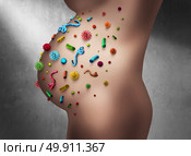 Pregnancy disease as a pregnant woman pregnant with a fetus in danger with a group of virus disease and bacteria cells as a medical ostetrics and gynecology risk concept with 3D illustration elements. Стоковое фото, агентство Ingram Publishing / Фотобанк Лори